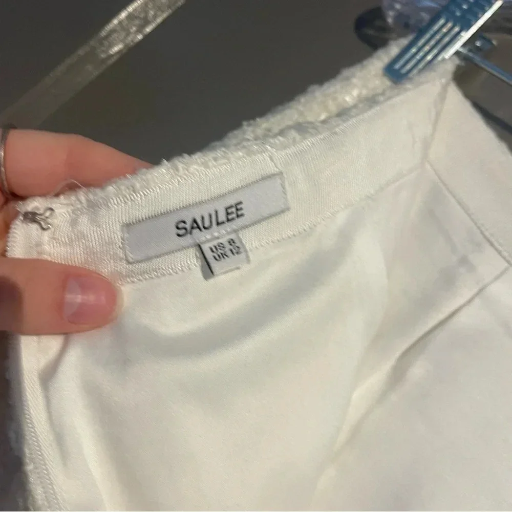 SAU LEE Alicia Skirt in Ivory Tweed Mini Skirt with Finge Hem from Revolve Brand - Picture 10 of 13